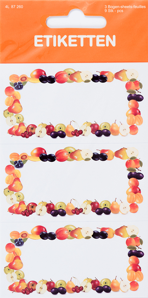 Etiketten zum Einkochen Obst-Rahmen 9 Stück