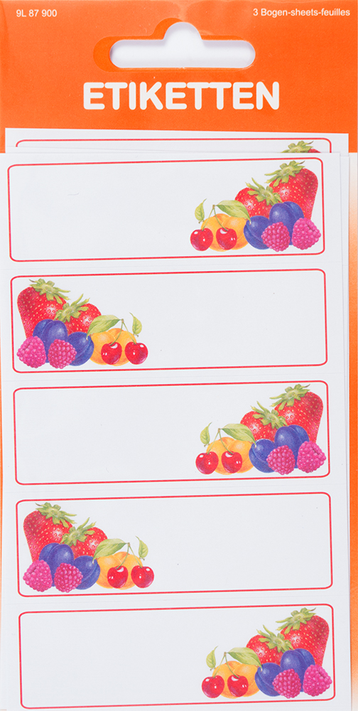 Etiketten zum Einkochen Obst-Ecke 15 Stück