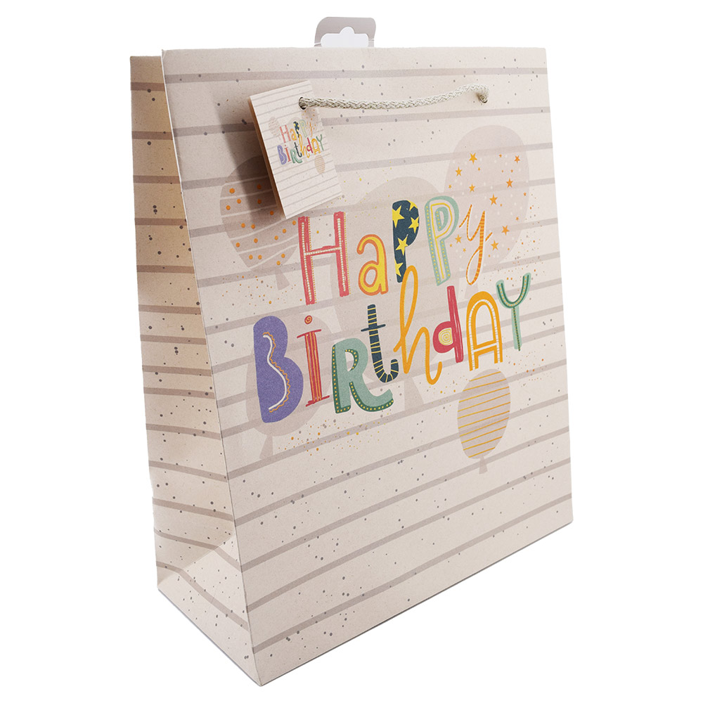 Geschenktragetasche Happy Birthday groß 26 x 12 x 32 cm bunt