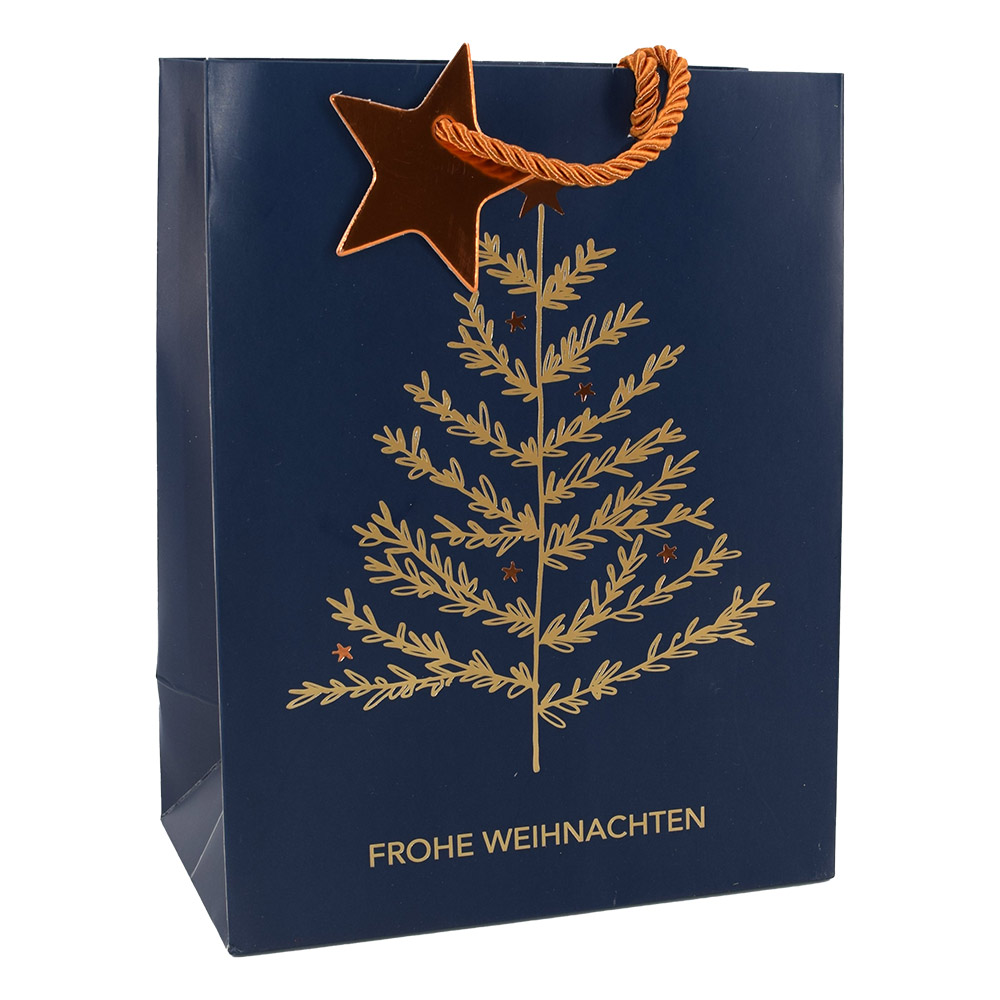 Tragetasche Weihnachtsbaum mit Stern 23 x 18 x 10 cm dunkelblau