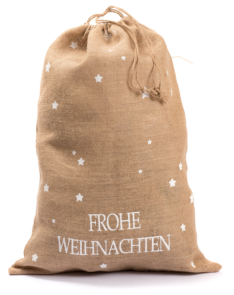 Jutebeutel Frohe Weihnachten 49 x 69 cm braun