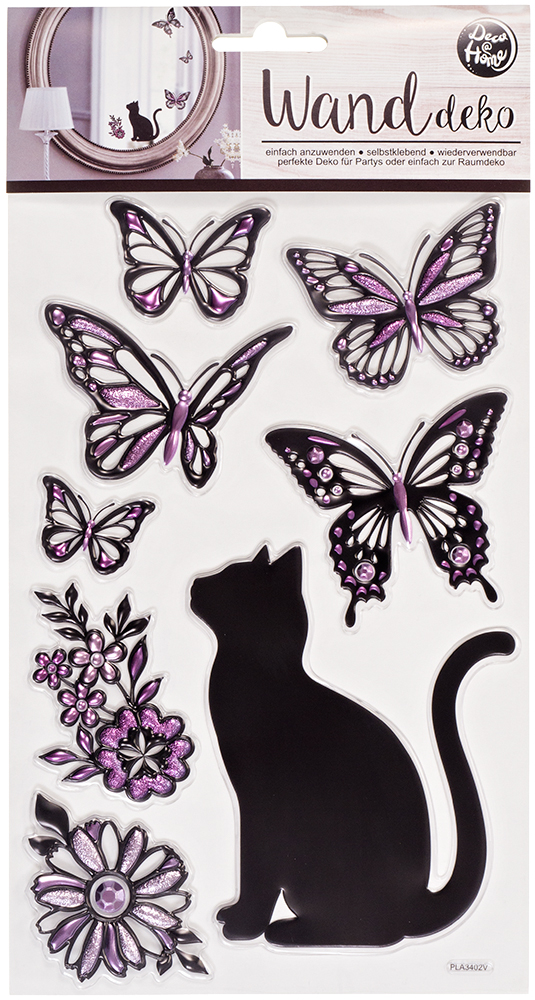 Allydrew Nagelsticker-Set 'Schwarze Katzen' – 12 Bögen, Mit Schleifen Und Herzen