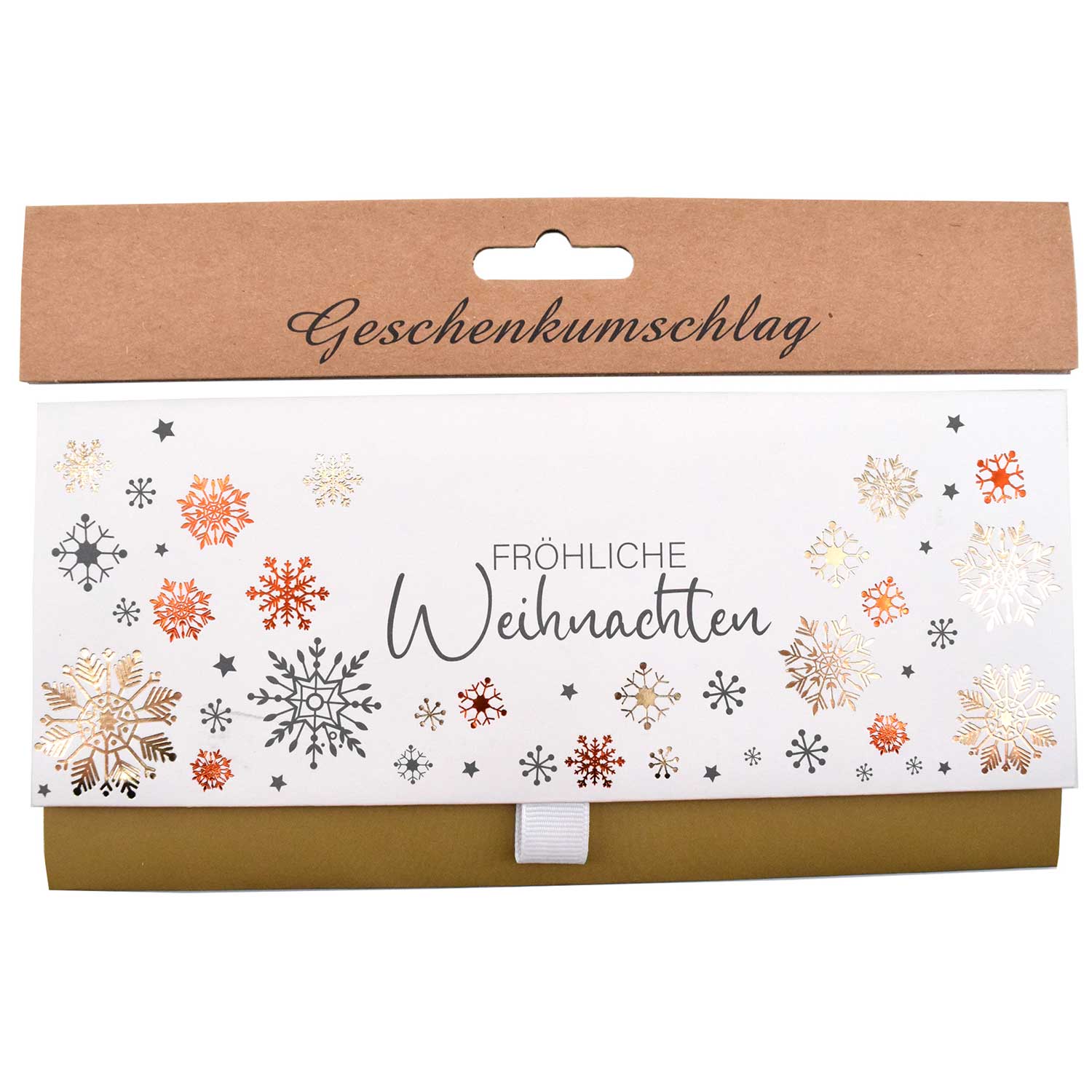 Gutscheinverpackung Fröhliche Weihnachten 23 x 11 cm bunt