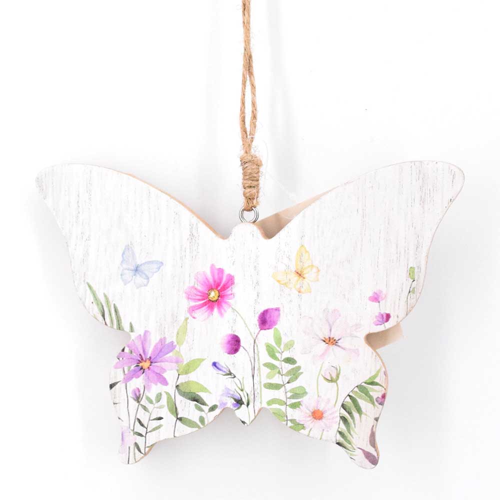 Hängedeko Schmetterling mit Blumen 14,5 x 1,2 x 20 cm bunt - LIBRO