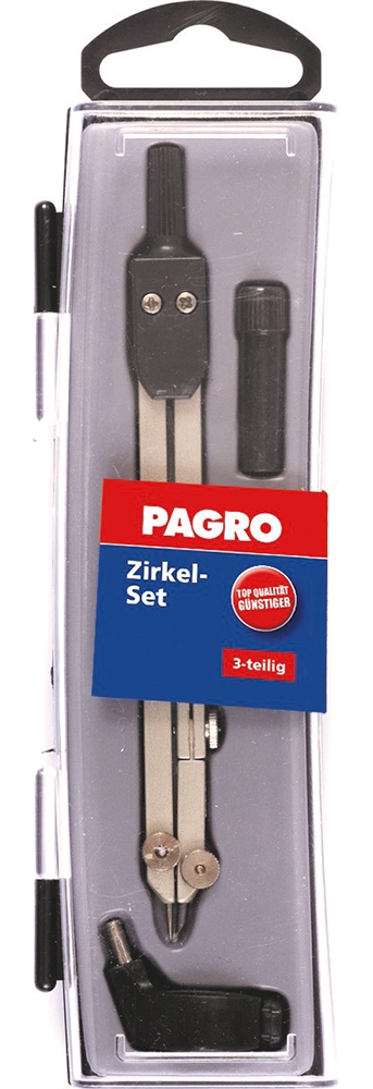 PAGRO Zirkel Set 3 Teile silber/schwarz