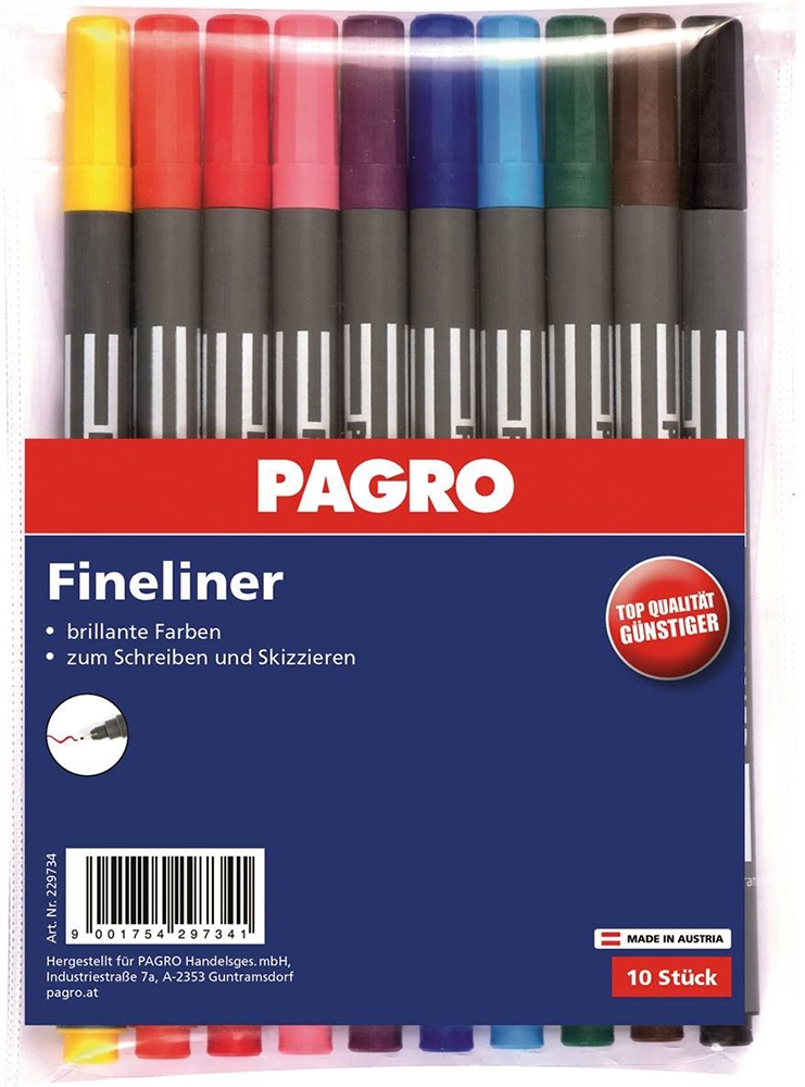 PAGRO Fineliner 10 Stück mehrere Farben