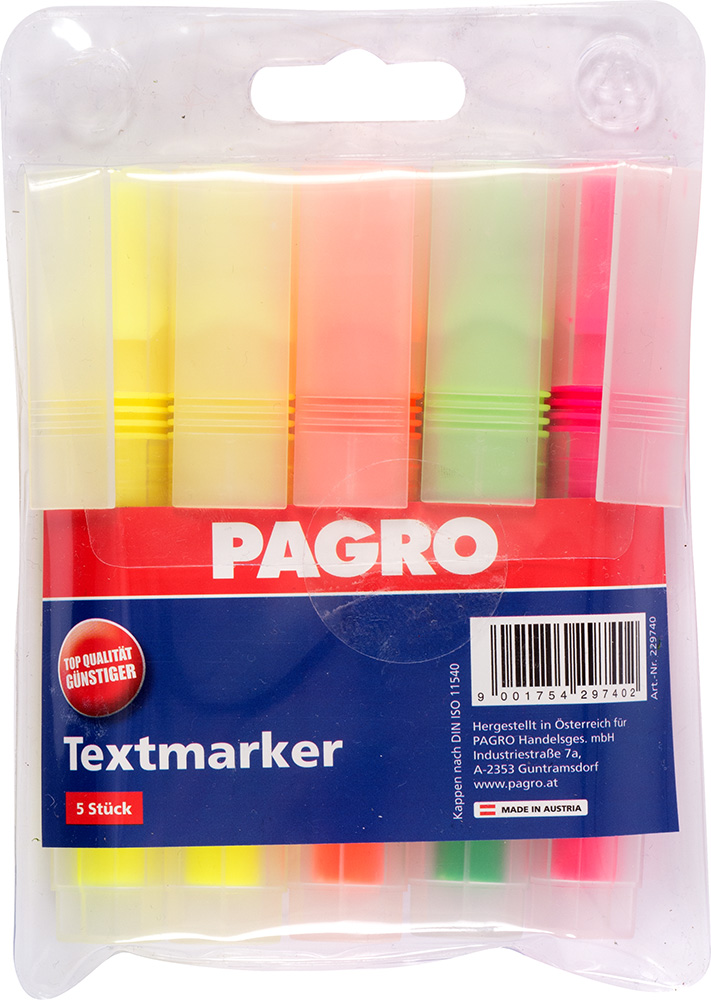 PAGRO Textmarker 5 Stück mehrere Farben