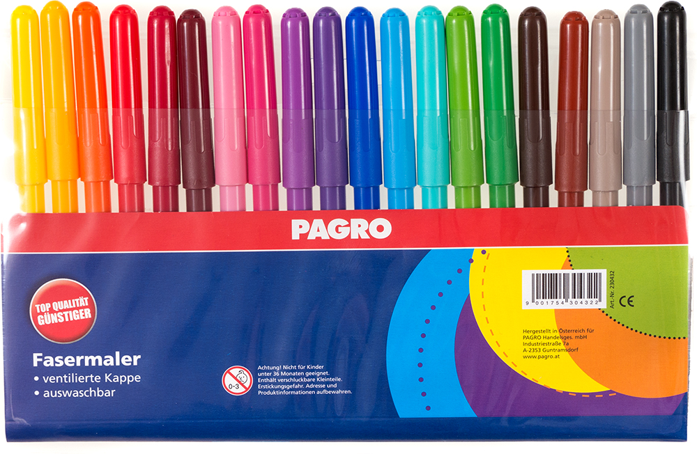 PAGRO Fasermaler 20 Stück mehrere Farben