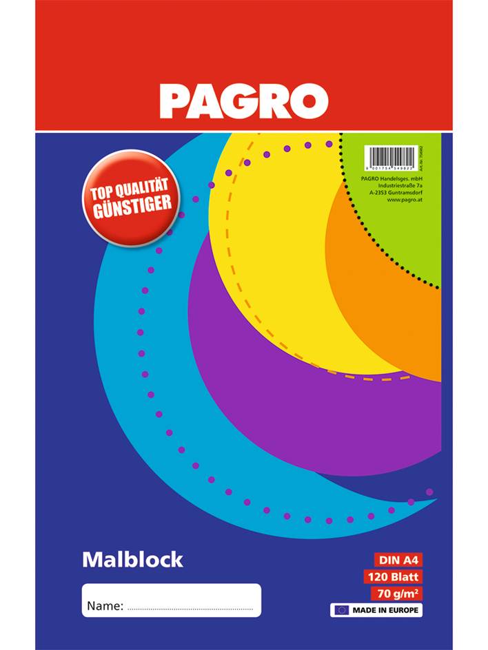 PAGRO Malblock A4 120 Blatt weiß