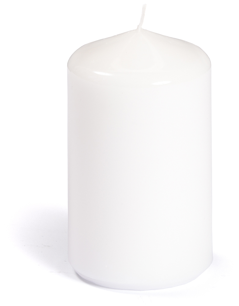 Hochglanz Kerze 6,8 x 12 cm weiß