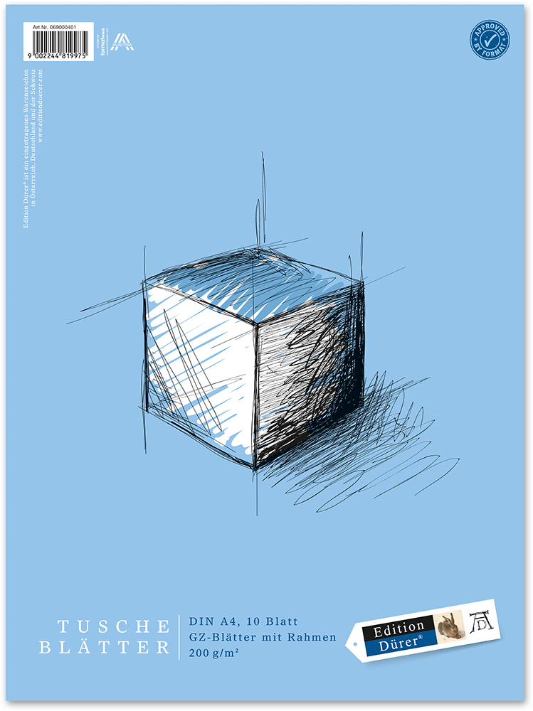 Tuscheblätter mit Rahmen - Dürer Edition, DIN A4, 10 Blatt, 200g 