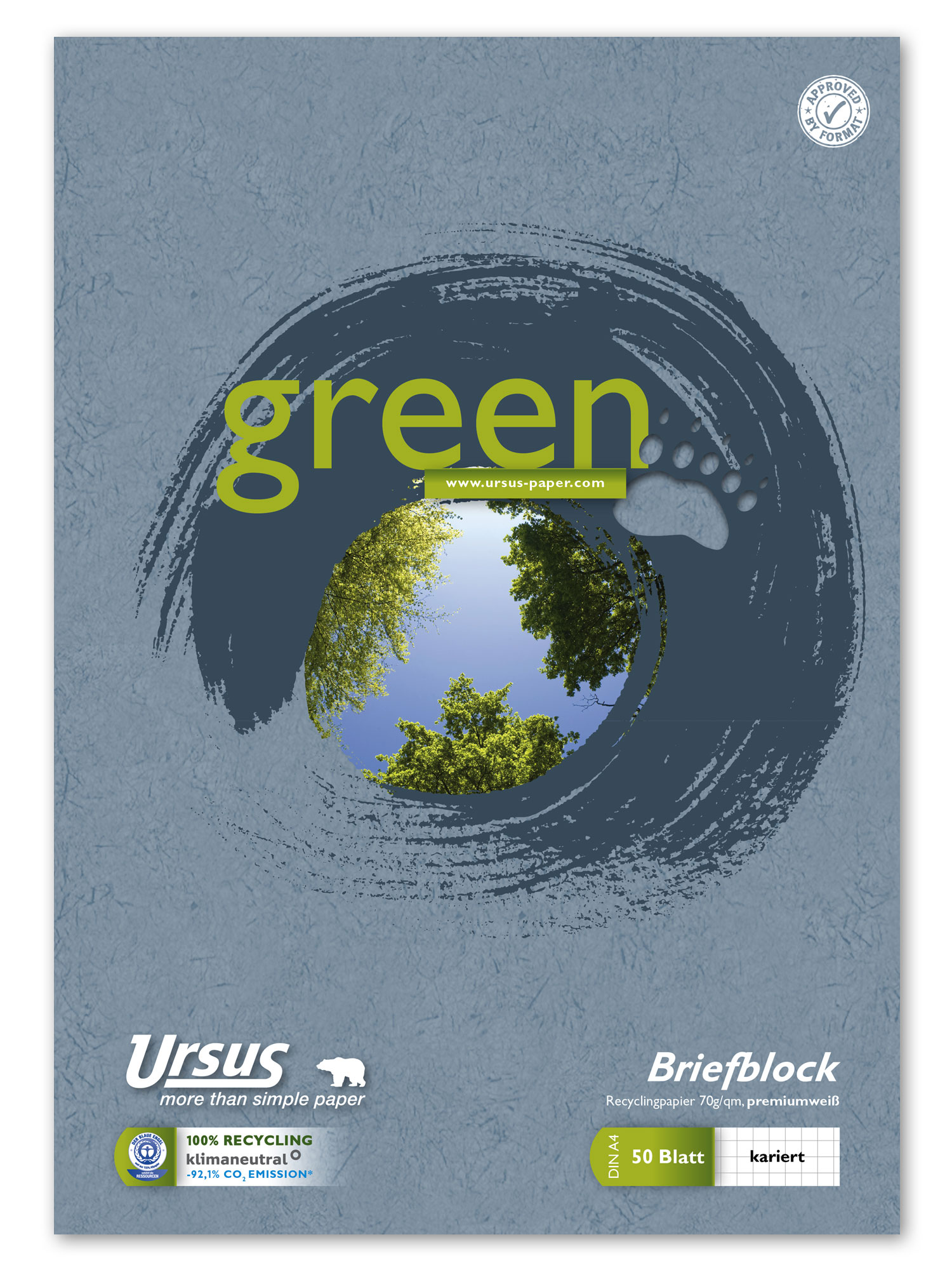 URSUS Green Briefblock A4 50 Blatt kariert