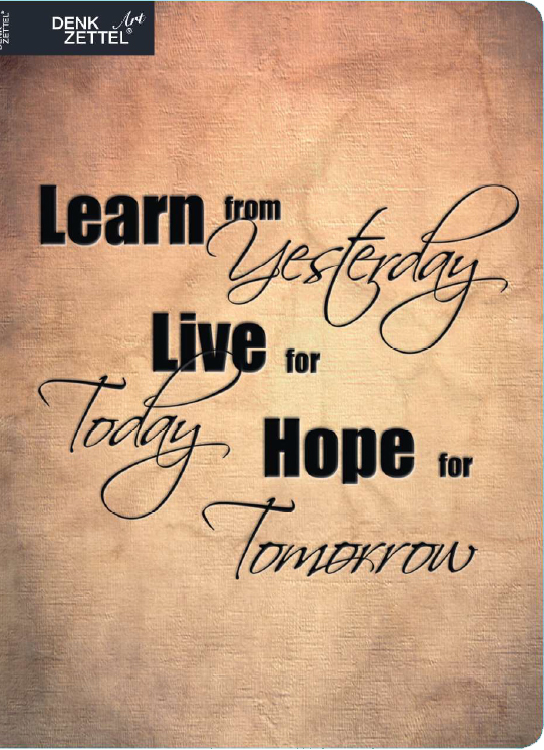 Hintergrund in Beige mit handschriftlichem Text. Zitat über Lernen, Leben und Hoffnung.