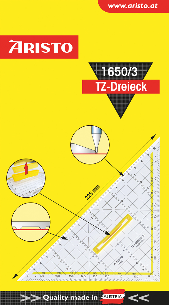 ARISTO AR1650/3 TZ-Dreieck 22.5 cm Griff lösbar transparent