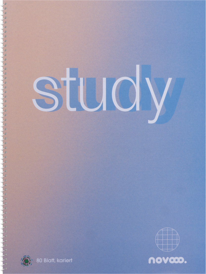 NOVOOO Collegeblock Study A4 80 Blatt kariert blau
