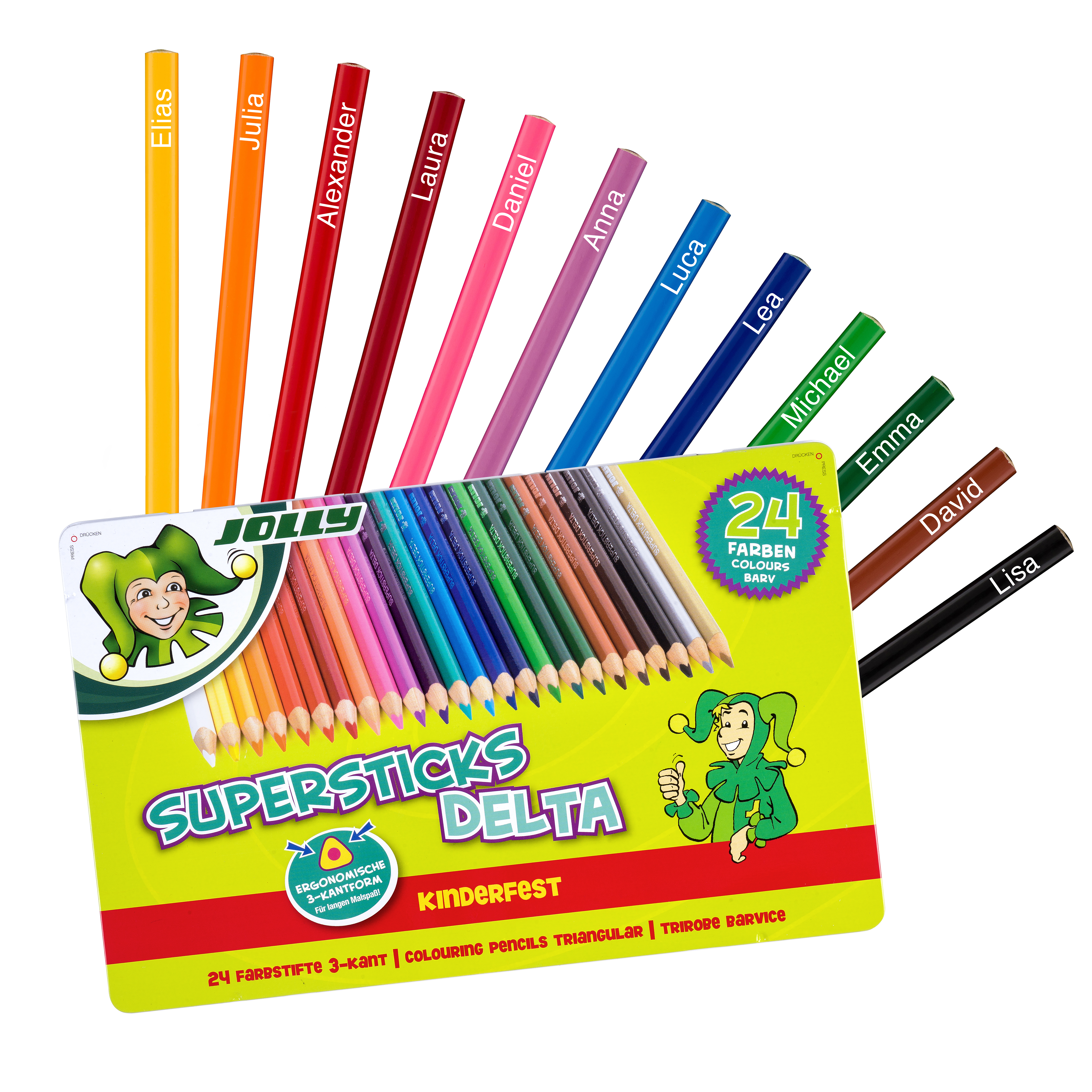 JOLLY Buntstifte Supersticks Delta kinderfest 24er personalisierbar mehrfarbig