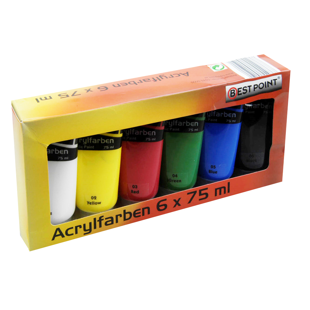 BESTPOINT Acrylfarben 6 Stück je 75 ml