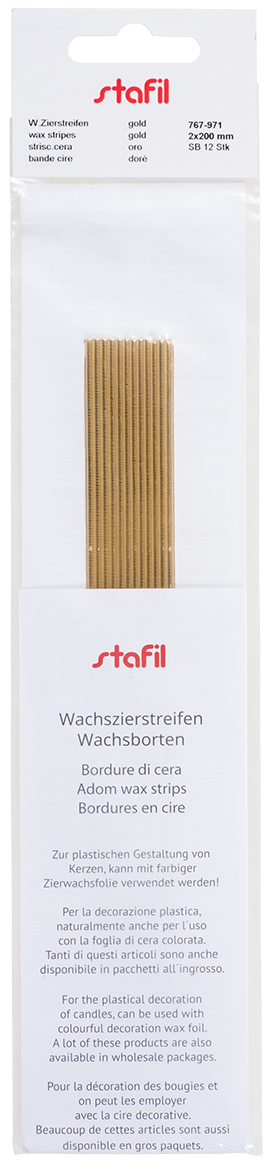 STAFIL Wachszierstreifen 12 Stück 2 x 200 mm gold