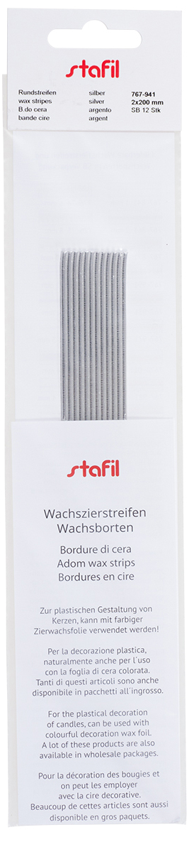 STAFIL Wachszierstreifen 12 Stück 2 x 200 mm silber