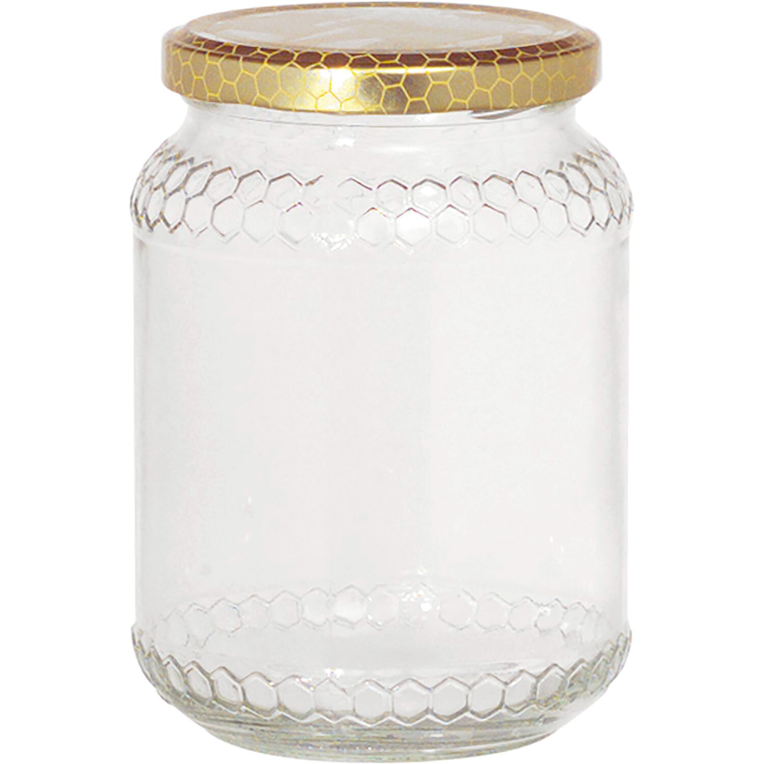 Honigglas 1 Liter mit Golddeckel 6 Stück
