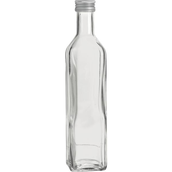 Glasflasche Maraska mit Schraubverschluss 4-Kant klar 500 ml