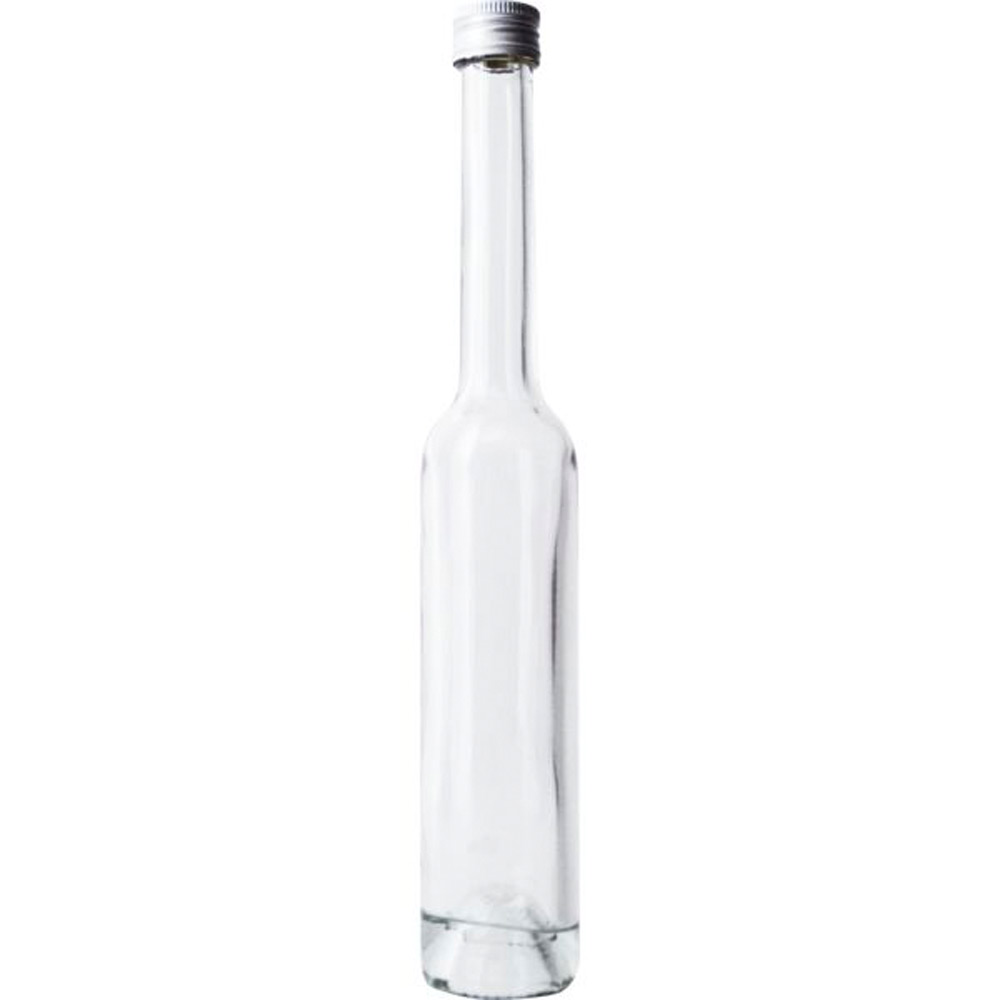 Glasflasche Platin mit Schraubverschluss 0,1 Liter transparent