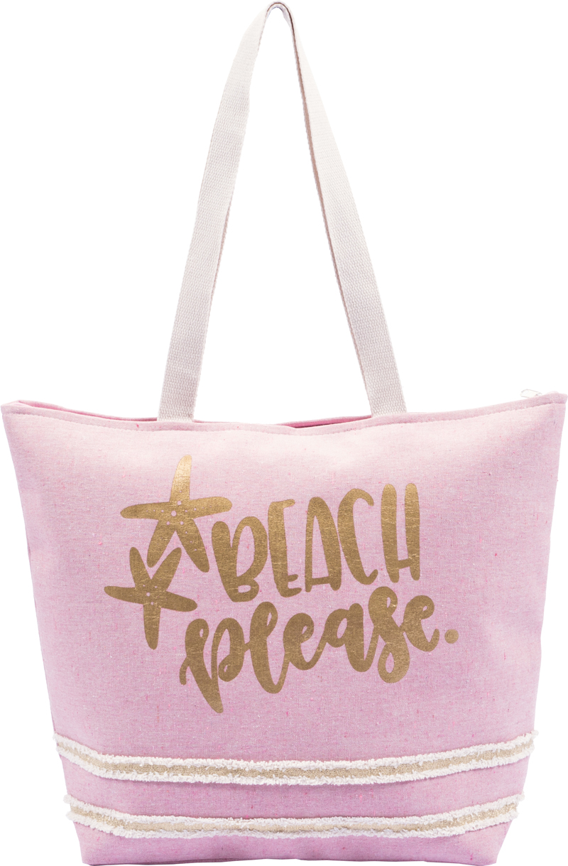 Strandtasche Beach Please mit Zippverschluss rosa