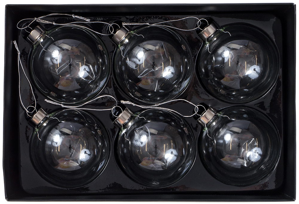 NOVOOO Seasons Xmas Glaskugeln Ø 8 cm 6 Stück transparent