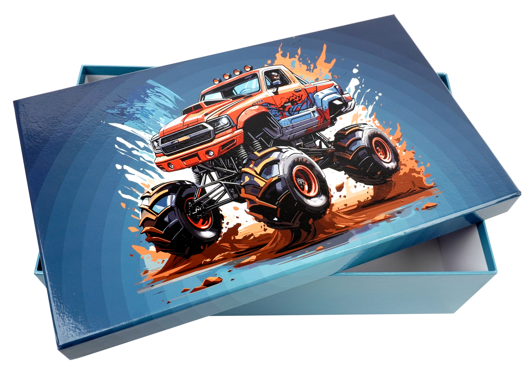 Bastelbox Monstertruck 32,5 x 20 x 9 cm unbefüllt blau