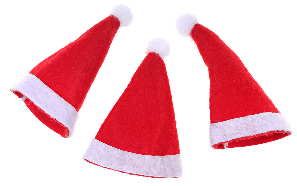 NOVOOO Seasons Xmas Streudeko Weihnachtsmützen mit Klebepunkt 10 Stück rot/weiß