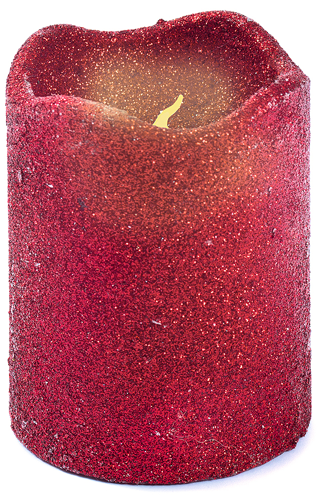 NOVOOO Seasons Xmas LED-Stumpenkerze mit Timer 7 x 7 x 9 cm rot