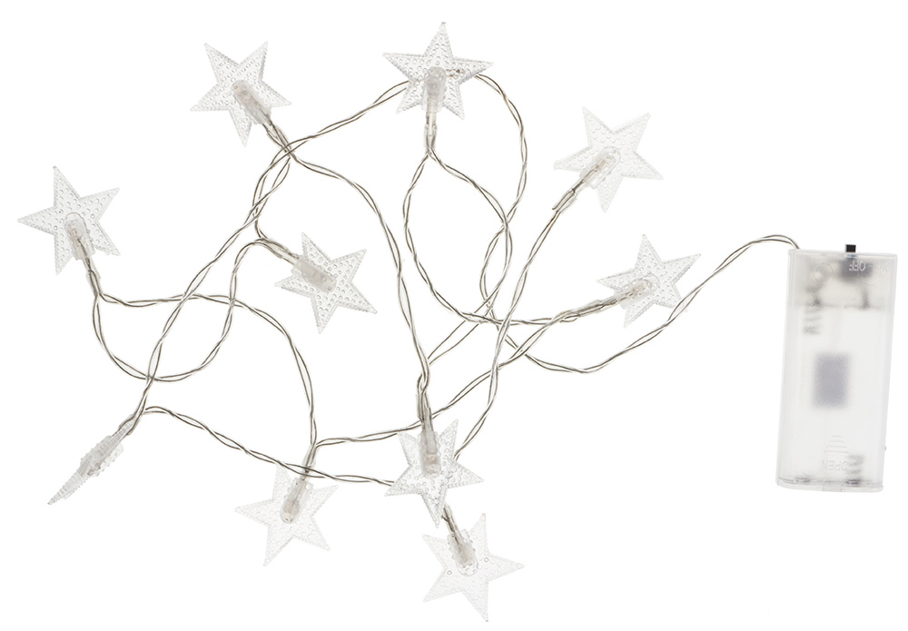 NOVOOO Seasons Xmas LED-Lichterkette Sterne mit 10 warmweißen Lämpchen 1,2 m