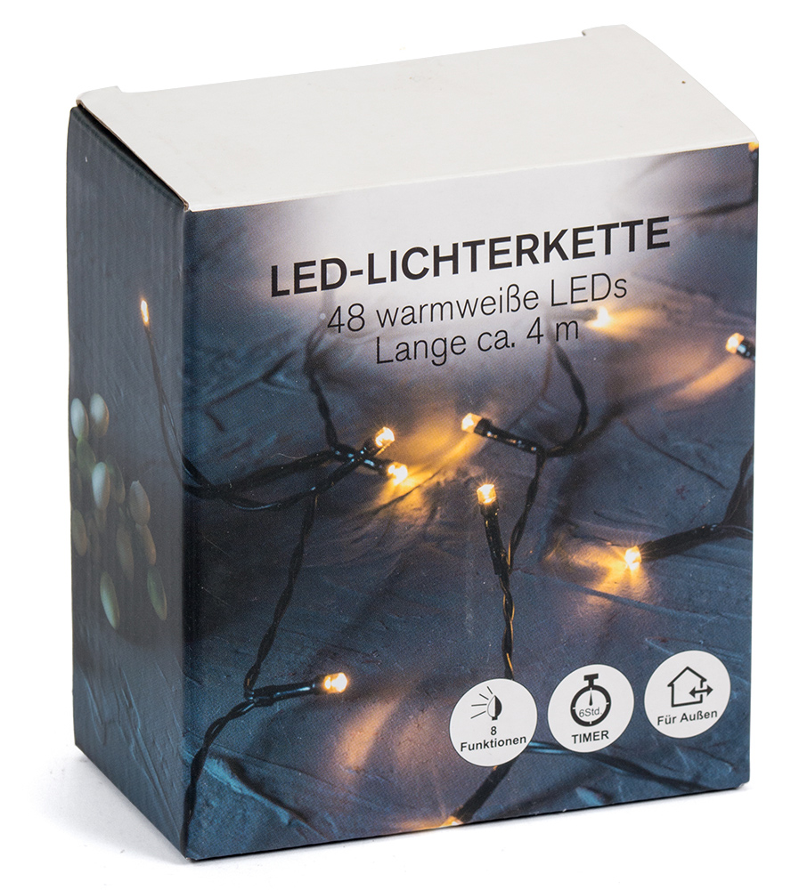 NOVOOO Seasons Xmas LED-Lichterkette mit 48 warmweißen Lämpchen 4 m