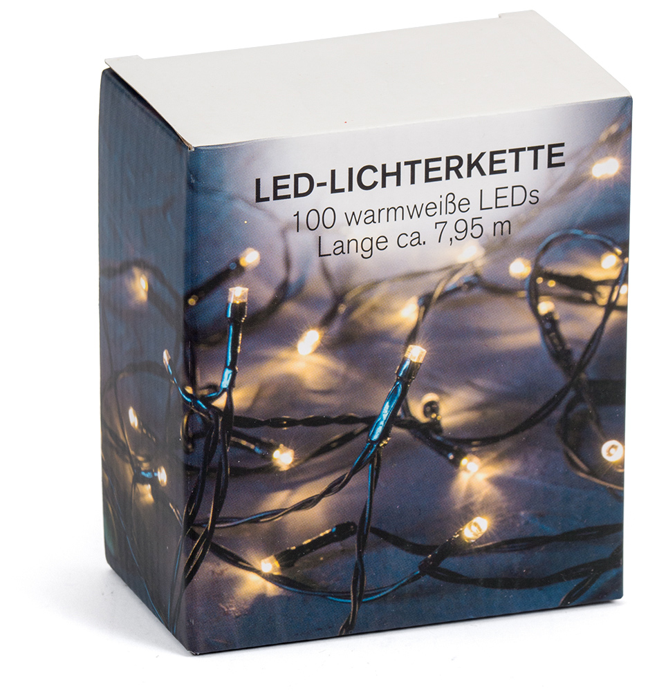 NOVOOO Seasons Xmas LED-Lichterkette Outdoor mit 100 warmweißen Lämpchen 7,95 m