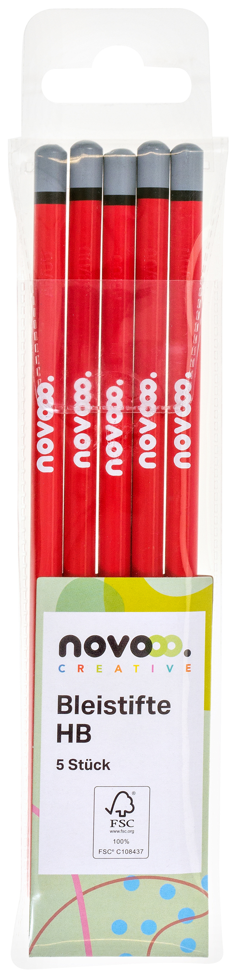 NOVOOO Creative Bleistifte HB 5 Stück rot lackiert