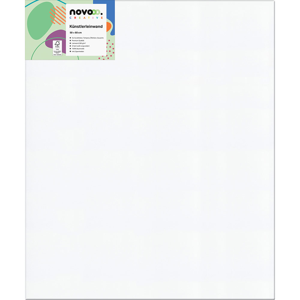 Weiße Künstlerleinwand in der Größe 50 x 60 cm. Eignet sich für verschiedene Maltechniken.