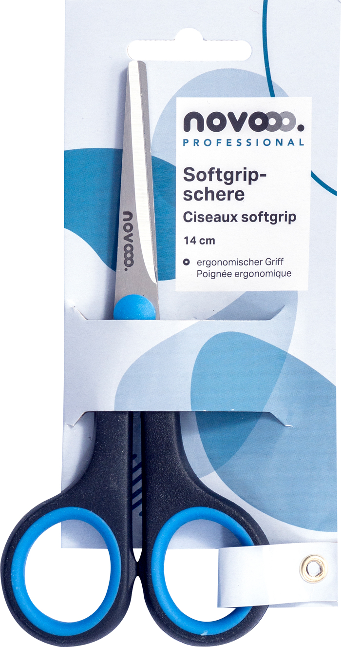 NOVOOO Professional Softgripschere rechts 14 cm schwarz/blau