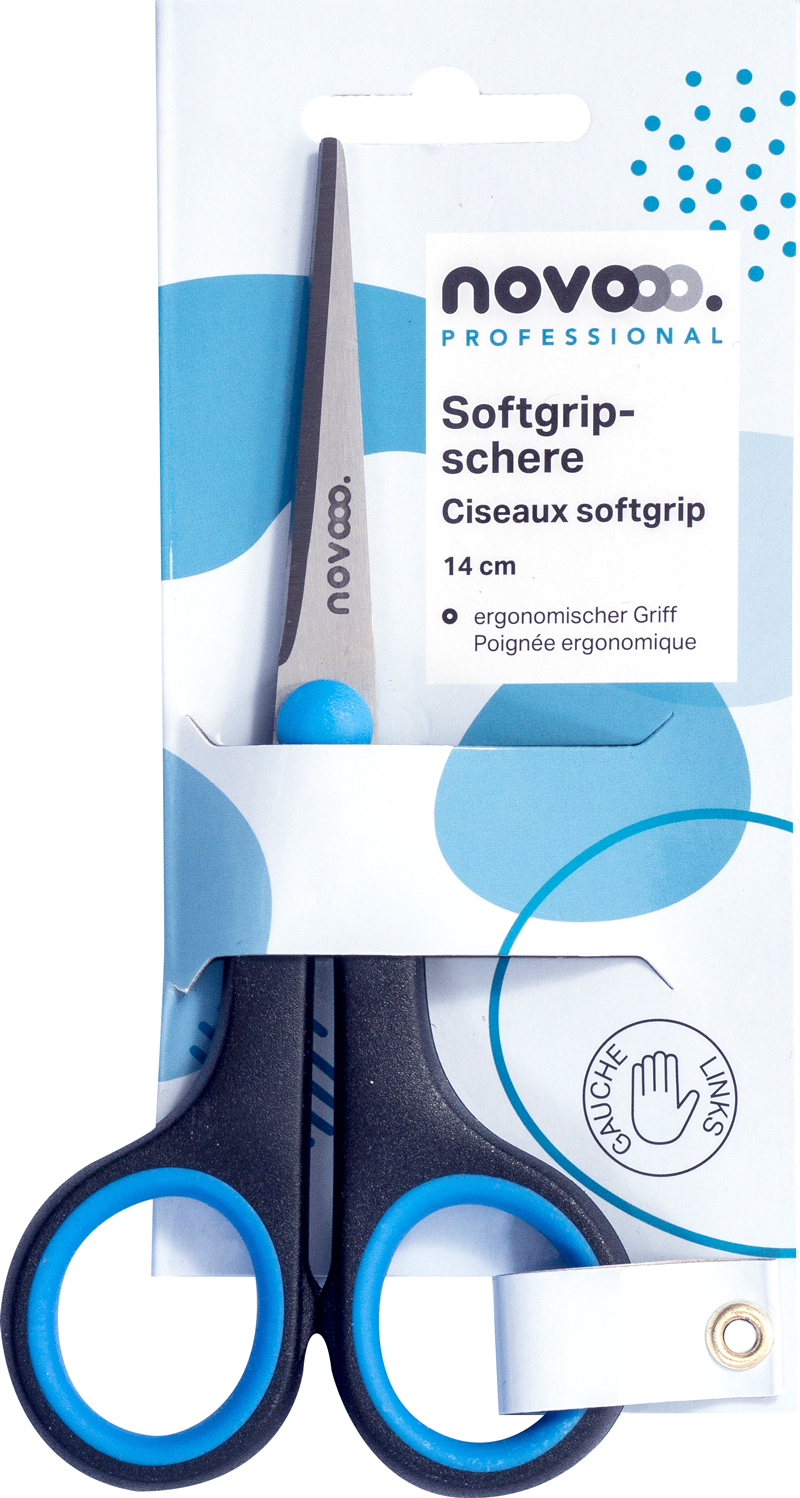 NOVOOO Professional Softgripschere links 14 cm schwarz/blau