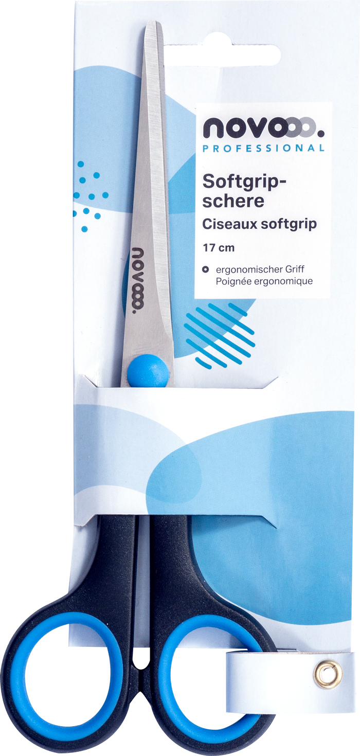 NOVOOO Professional Softgripschere rechts 17 cm schwarz/blau