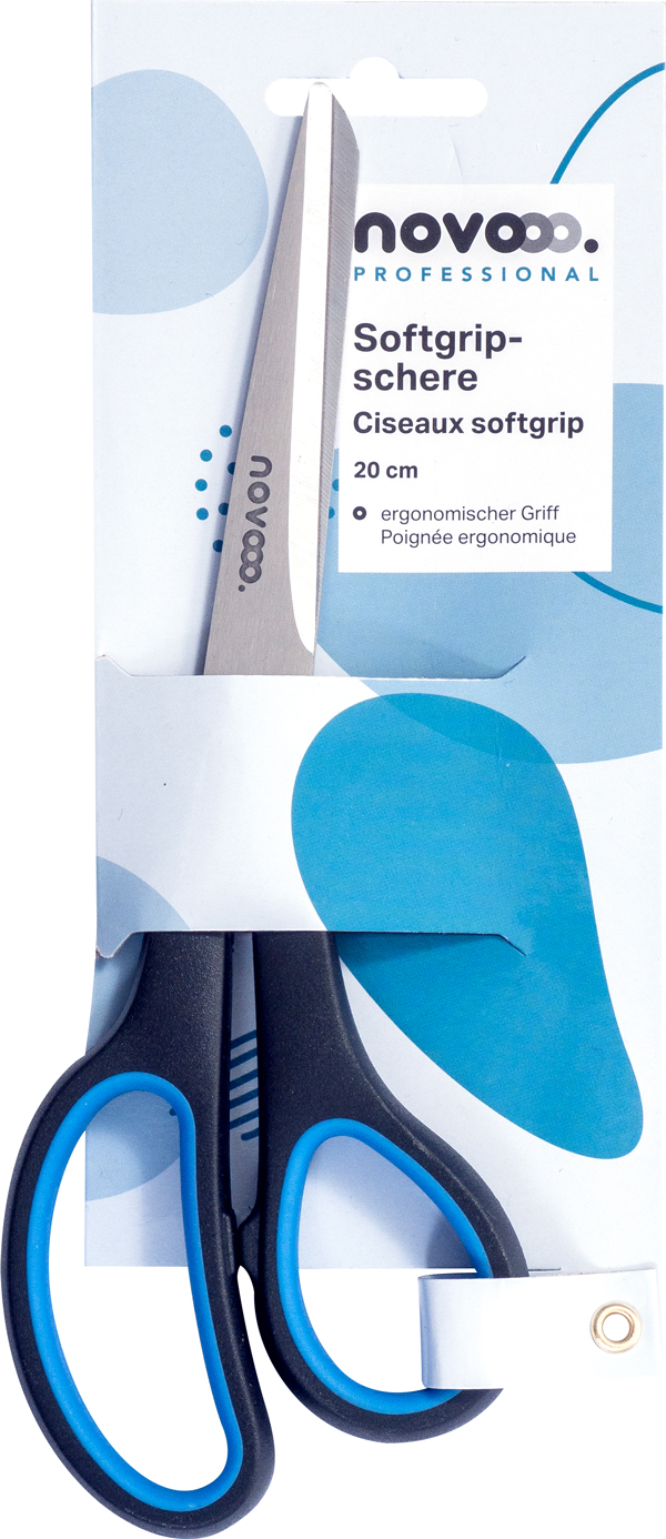 NOVOOO Professional Softgripschere rechts 20 cm schwarz/blau