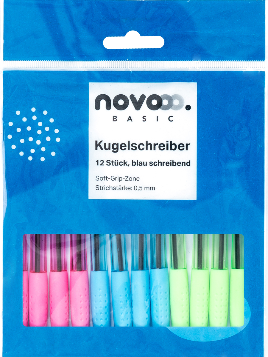 NOVOOO Basic Kugelschreiber-Set 12 Stück Pastell
