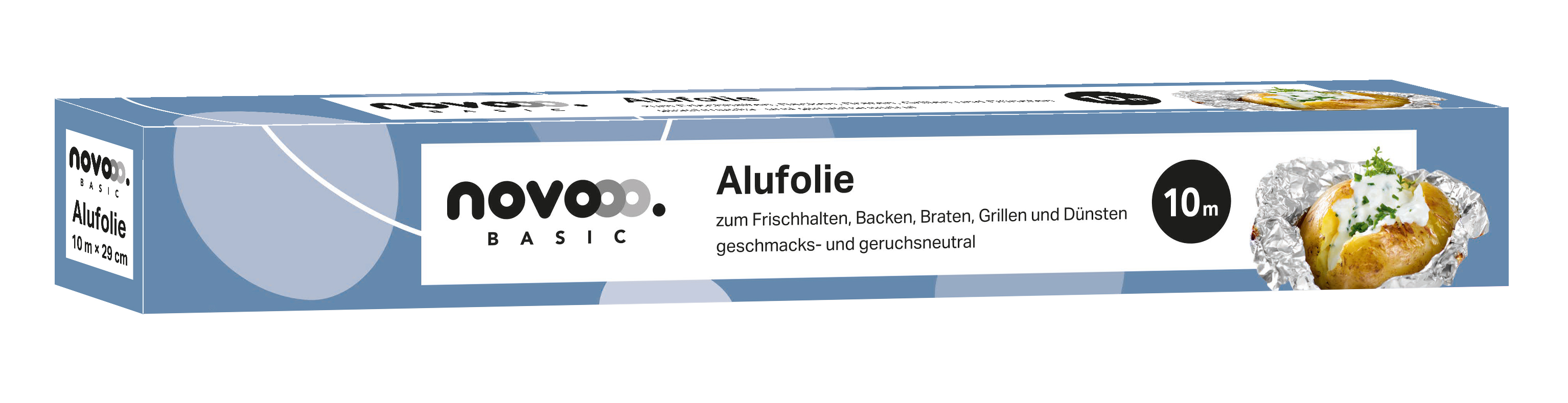 NOVOOO Basic Alufolie 10 m x 29 cm silber