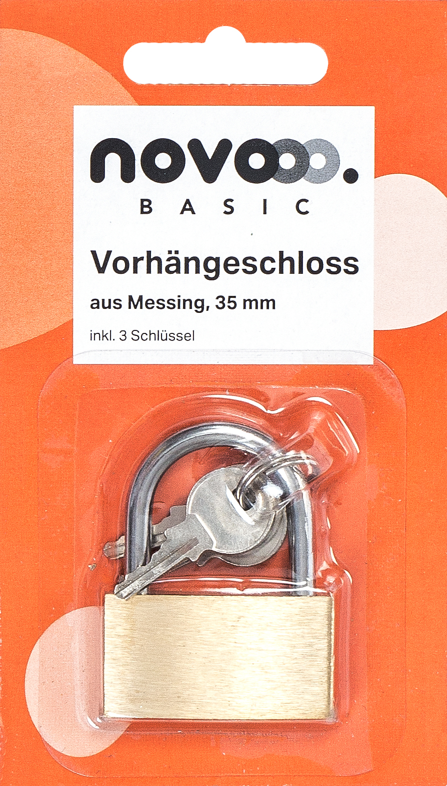 NOVOOO Basic Vorhängeschloss mit 3 Schlüsseln