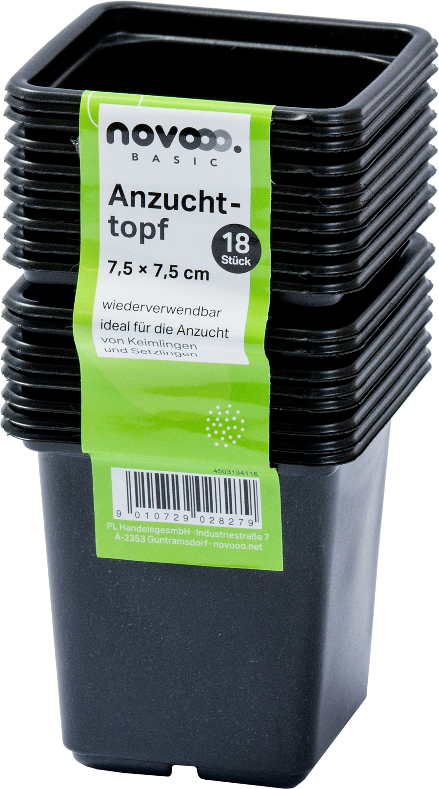 Schwarze Anzucht-Töpfe, stapelbar. 18 Stück, ideal für die Anzucht von Pflanzen.