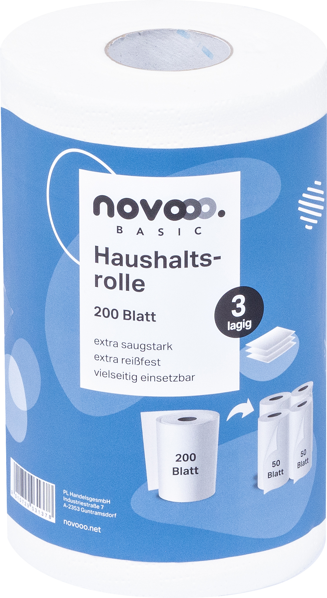 NOVOOO Basic Küchenrolle 3-ragig 200 Blatt
