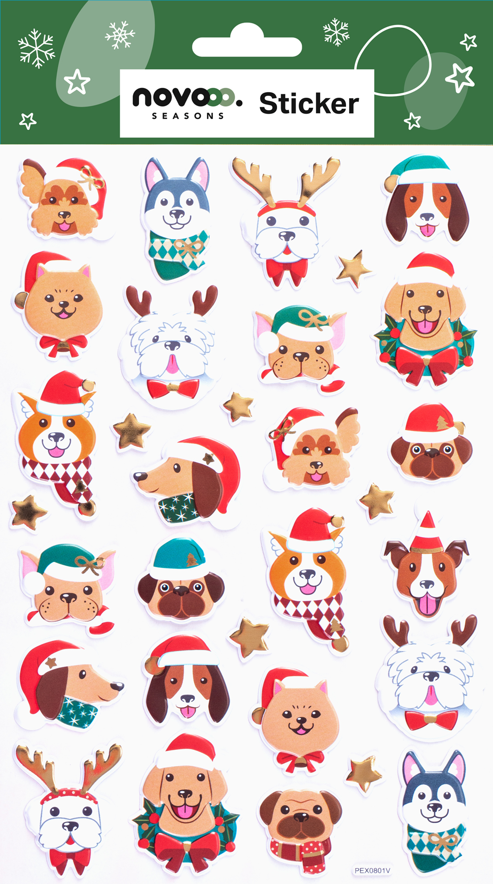 NOVOOO Seasons Xmas Pop-up Sticker Hunde bunt