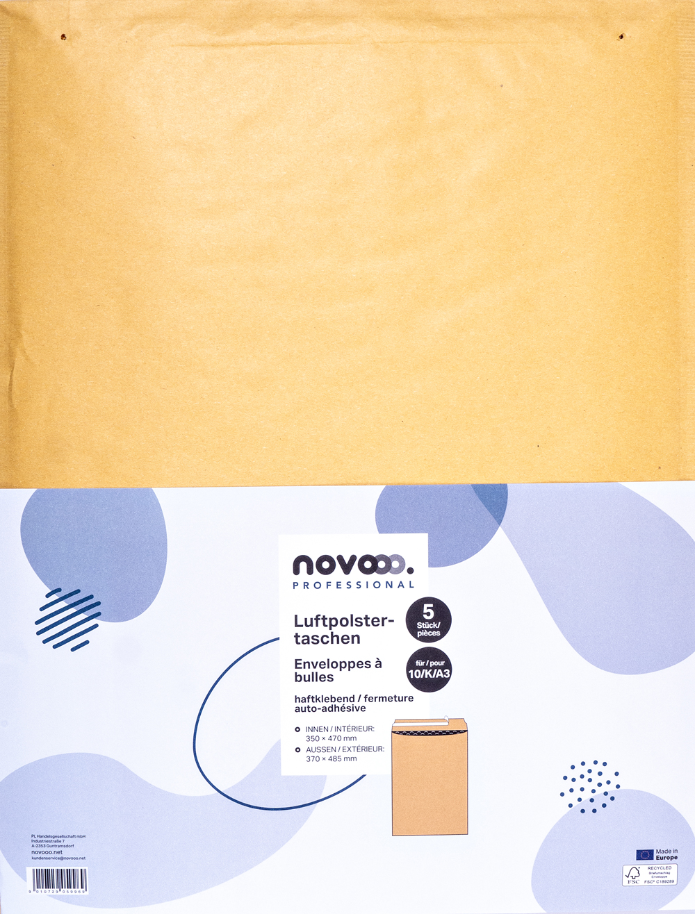 Braune Luftpolstertasche mit selbstklebendem Verschluss. Verpackung für Dokumente oder kleine Gegenstände.
