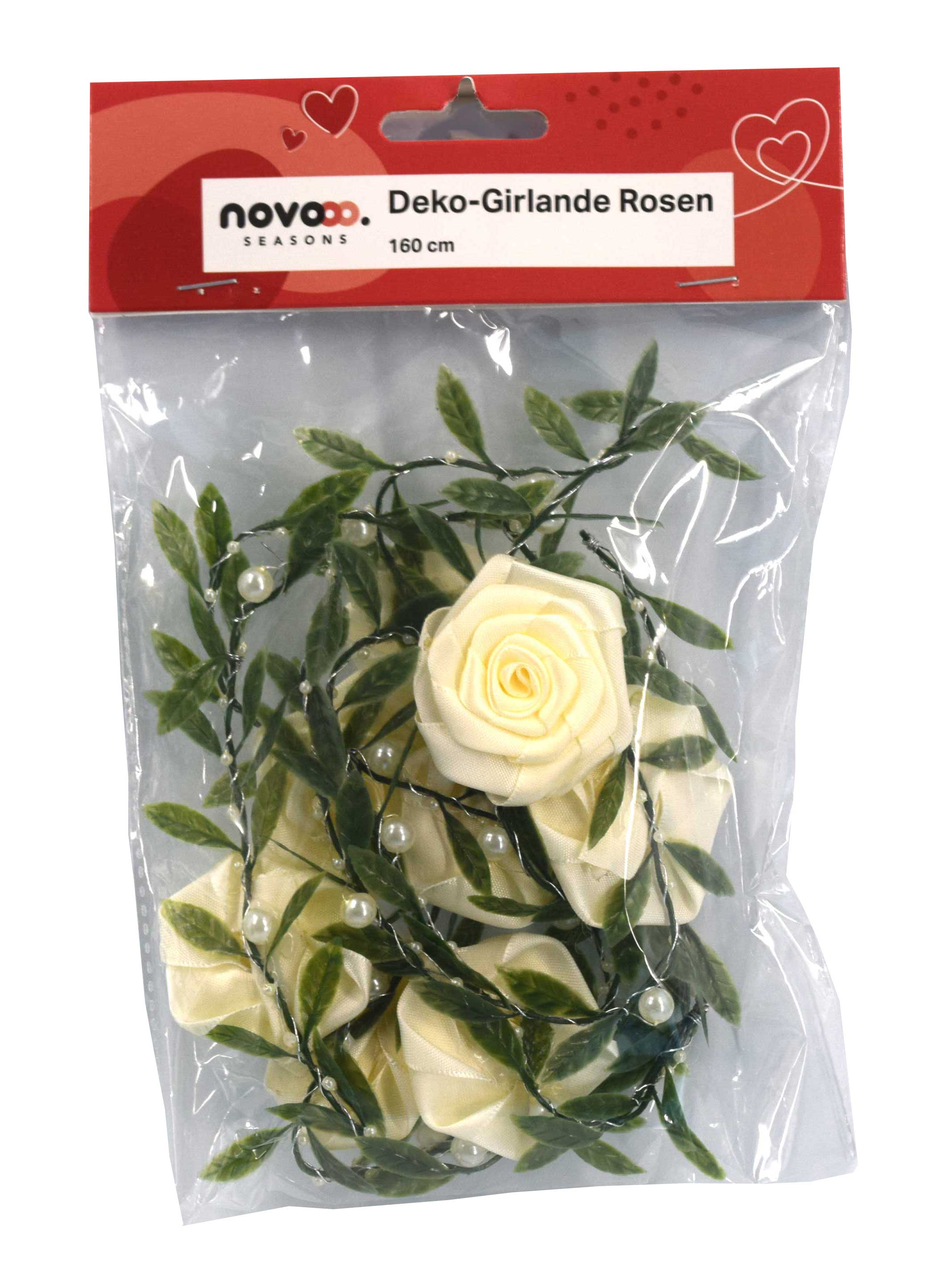 NOVOOO Seasons Love Dekogirlande Rosen 1,6 m grün/gelb
