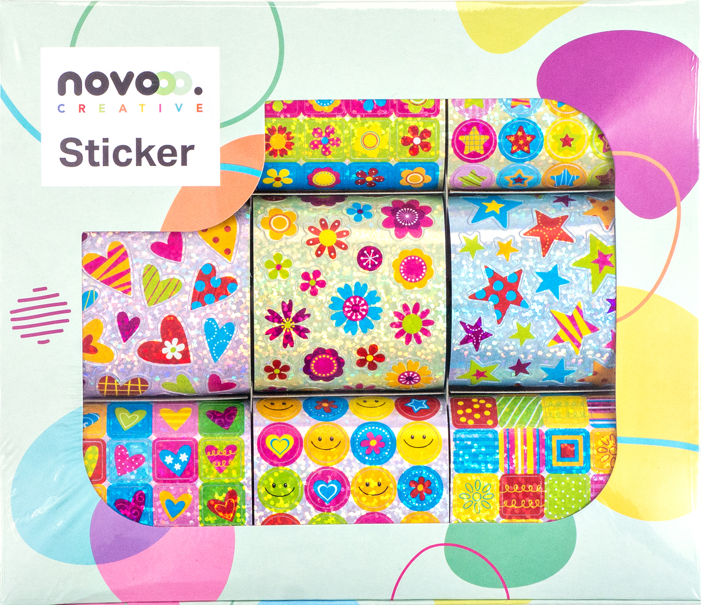 NOVOOO Creative Rollensticker Formen 1.000 Stück bunt