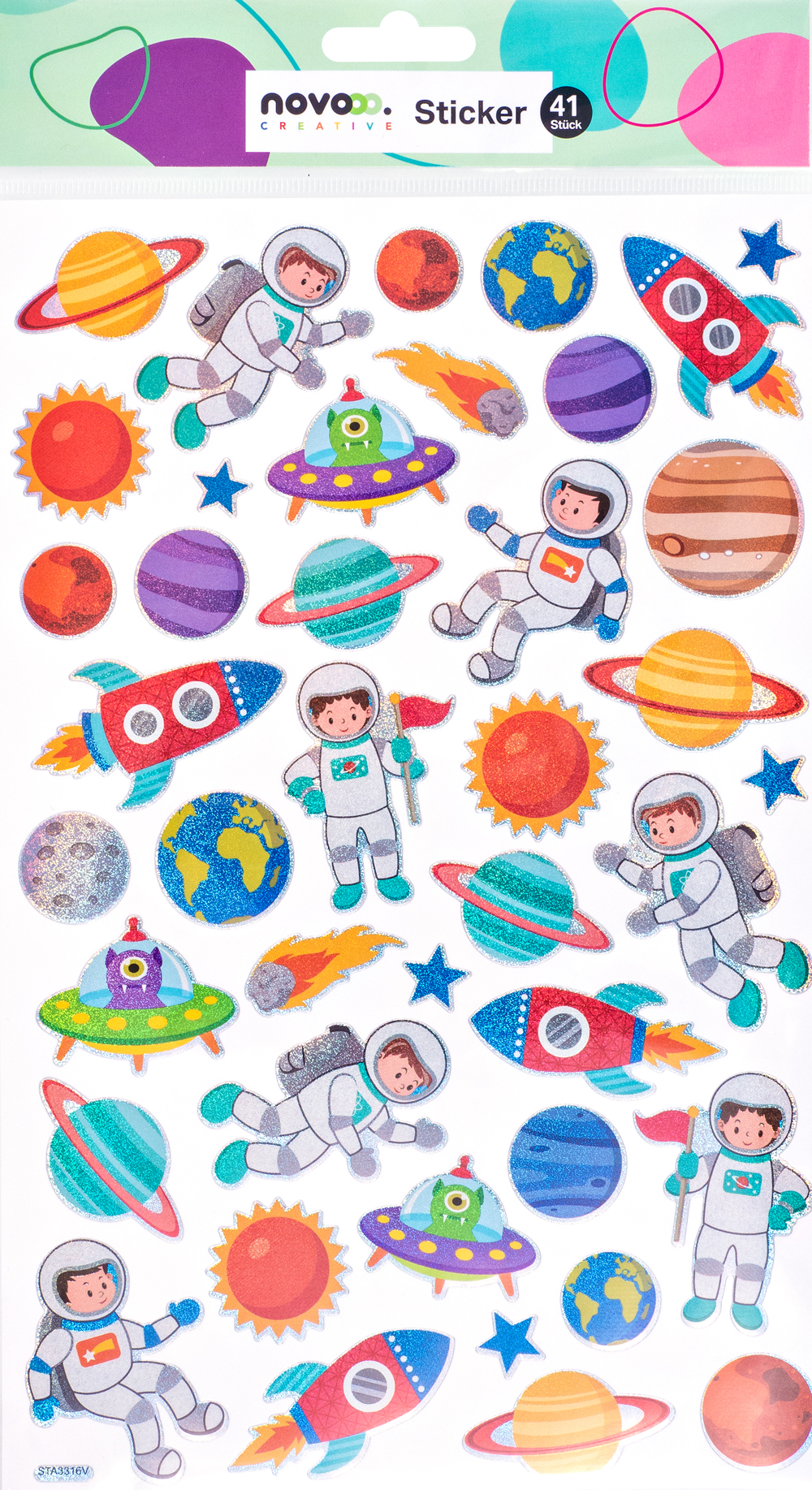 NOVOOO Creative Lasersticker Weltraum 41 Stück